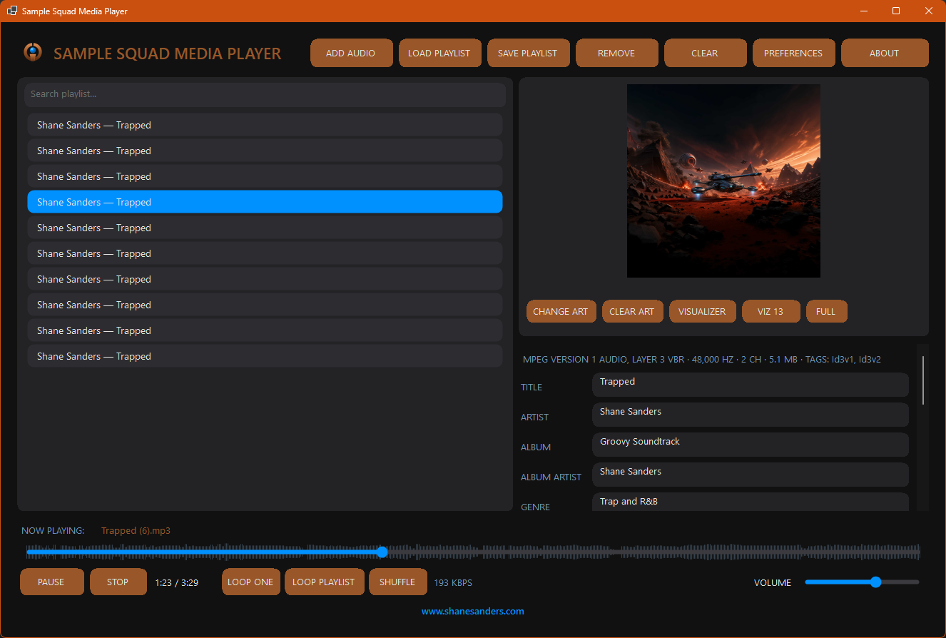Real Sample Squad media application screenshot